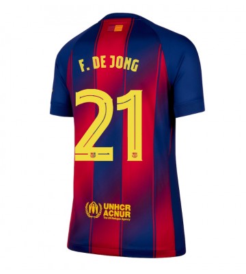 Lacne Ženy Futbalové dres Barcelona Frenkie de Jong #21 2025-26 Krátky Rukáv - Domáci